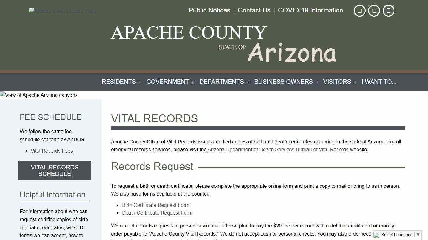 Apache County - Vital Records